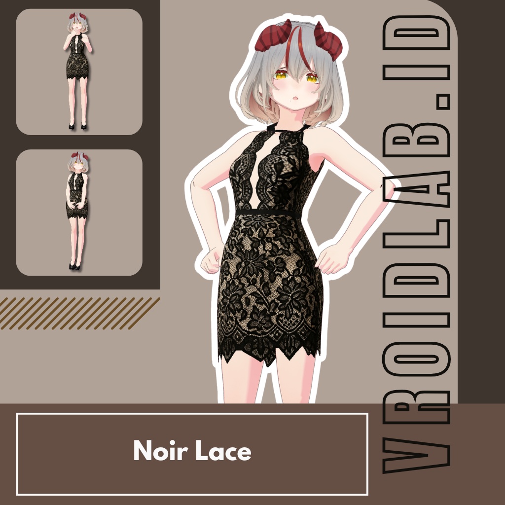 Noir Laceブラックレース | VRoid Studio Outfit | Anime Style | Virtual Fashion