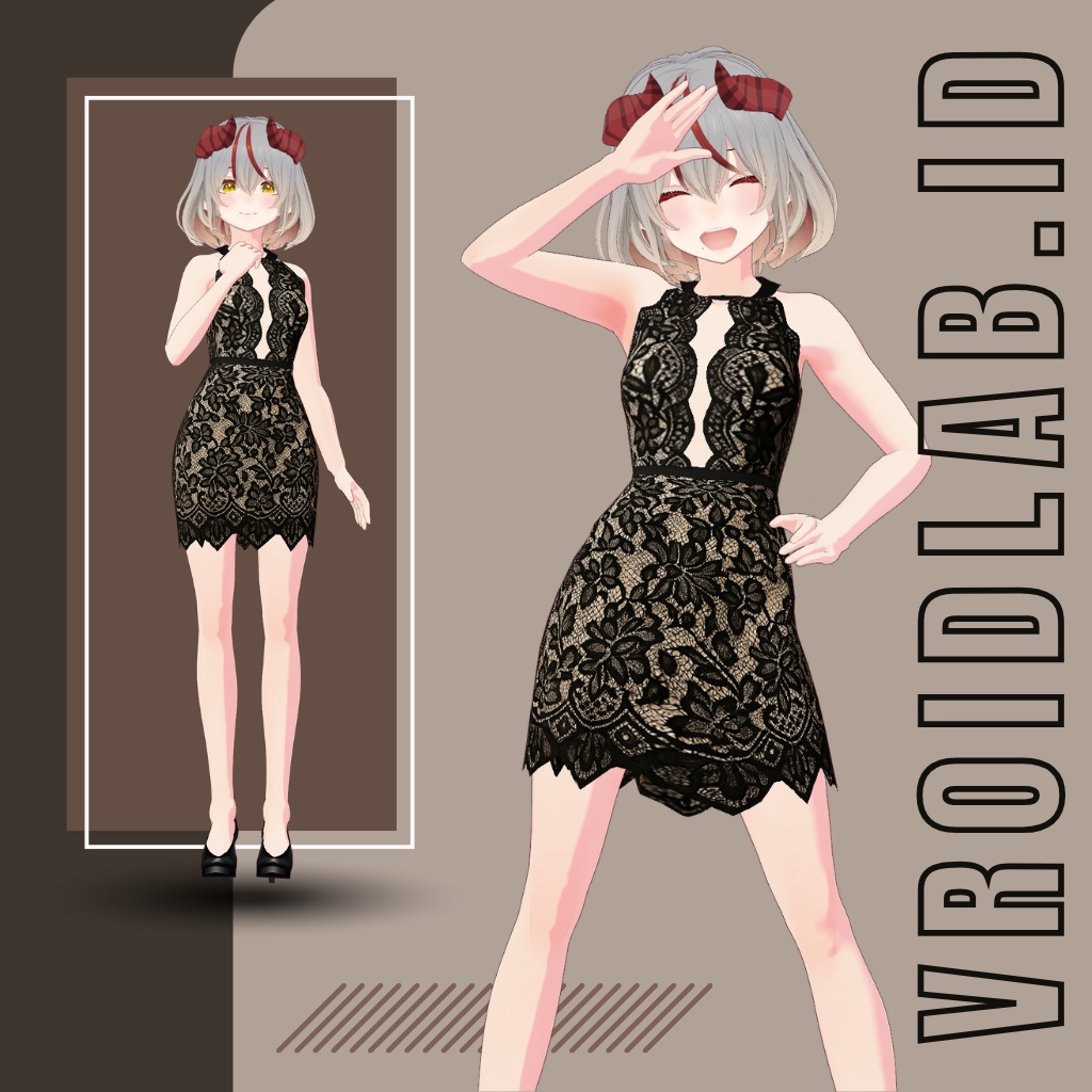 Noir Laceブラックレース  | VRoid Studio Outfit | Anime Style | Virtual Fashion