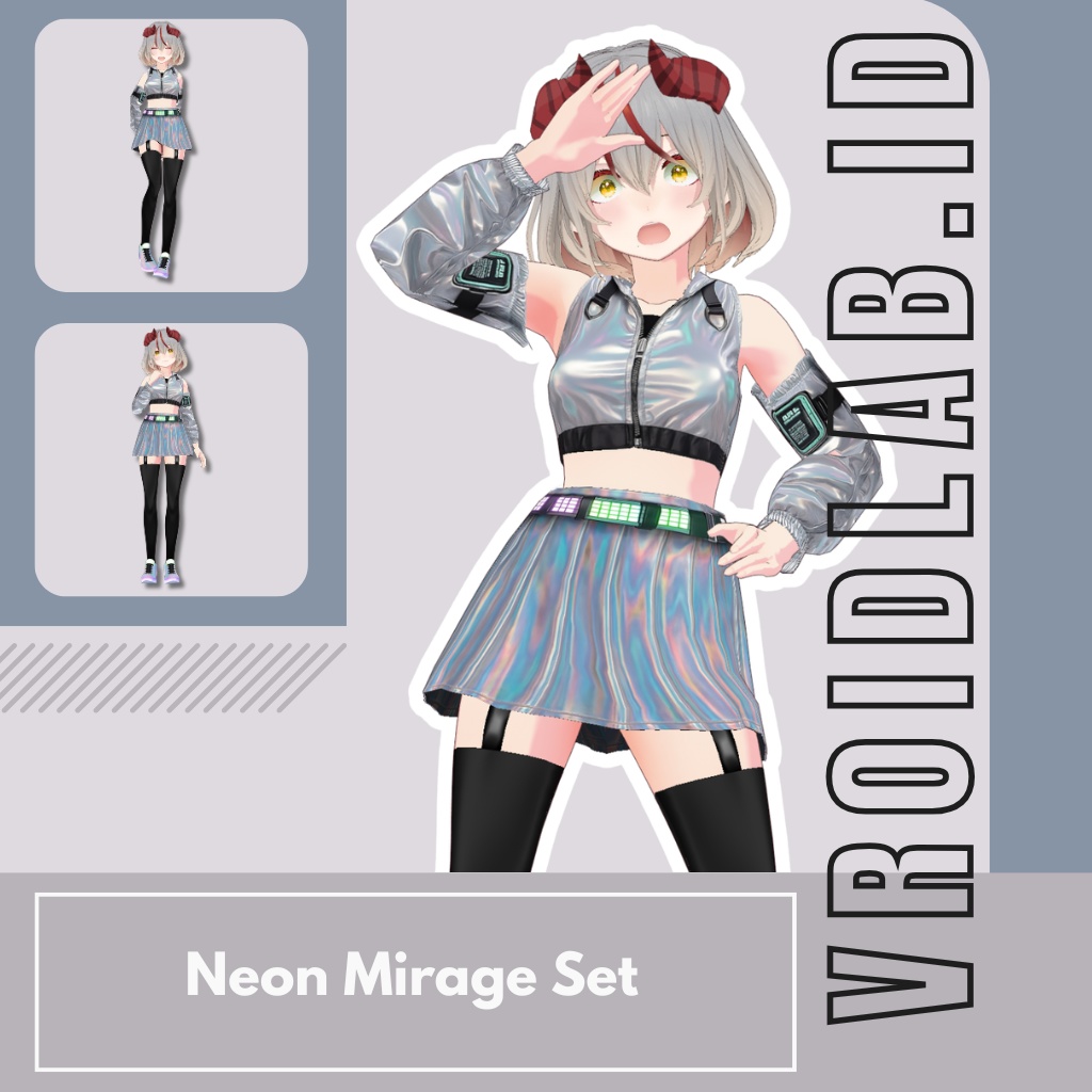 Neon Mirage Set ネオンミラージュセット | Dress Guena | VRoid Studio Outfit | Anime Style | Virtual Fashion