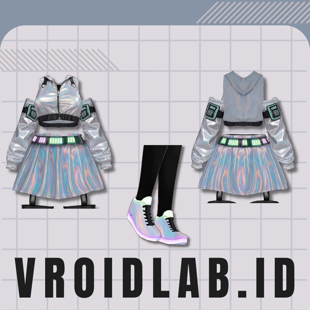 Neon Mirage Set ネオンミラージュセット | Dress Guena | VRoid Studio Outfit | Anime Style | Virtual Fashion