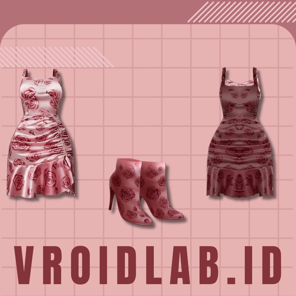 Dress Rose ローズドレス | Dress Guena | VRoid Studio Outfit | Anime Style | Virtual Fashion