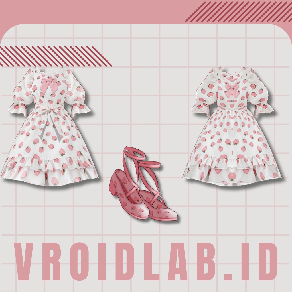 Ichigo Dressいちごドレス | Dress Guena | VRoid Studio Outfit | Anime Style | Virtual Fashion