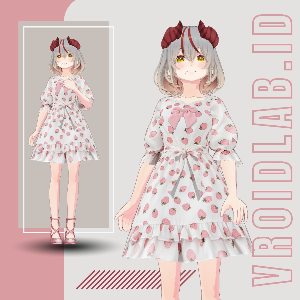 Ichigo Dressいちごドレス  | Dress Guena | VRoid Studio Outfit | Anime Style | Virtual Fashion