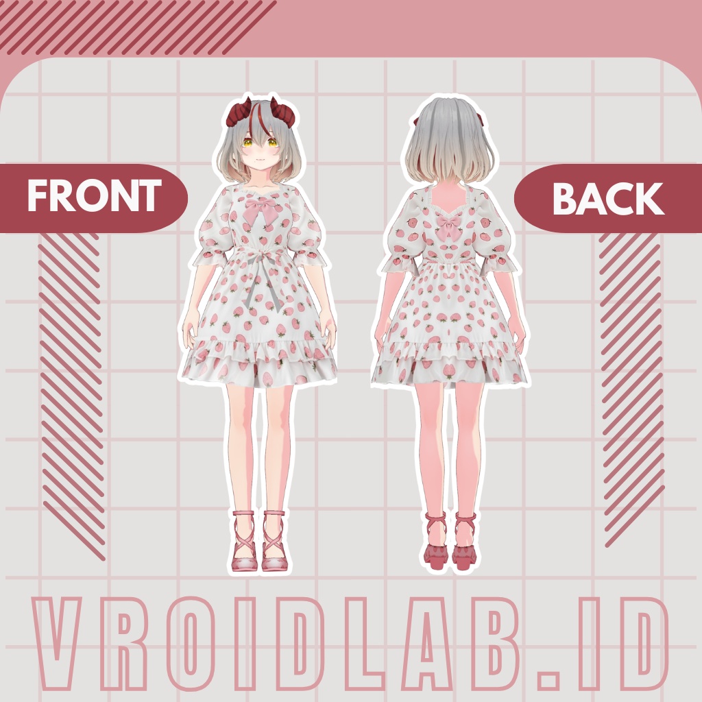 Ichigo Dressいちごドレス | Dress Guena | VRoid Studio Outfit | Anime Style | Virtual Fashion