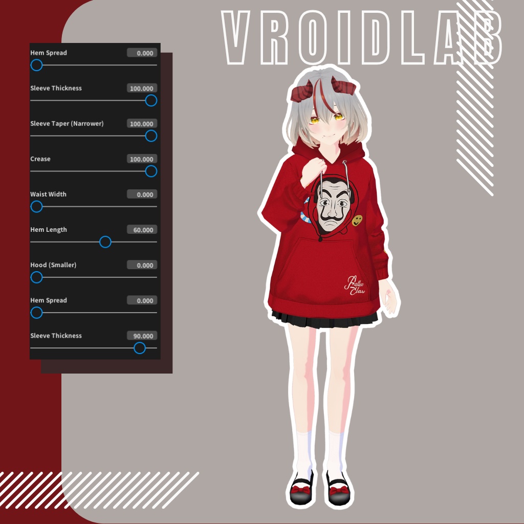 Red Hoodie Street Outfit / レッドフーディー・ストリートアウトフィット | VRoid Studio Outfit | Anime Style | Virtual Fashion