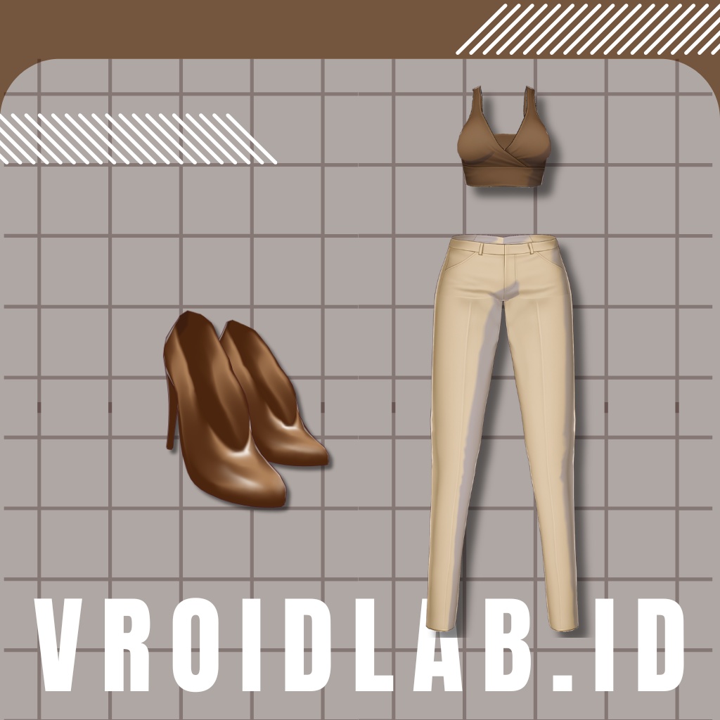 Casual Crop Top Outfit / カジュアルクロップトップコーデ | VRoid Studio Outfit | Anime Style | Virtual Fashion