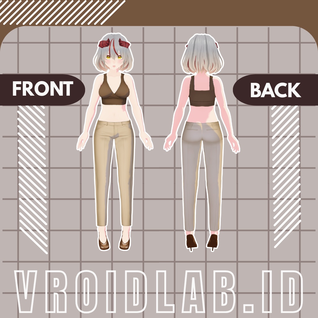 Casual Crop Top Outfit / カジュアルクロップトップコーデ | VRoid Studio Outfit | Anime Style | Virtual Fashion