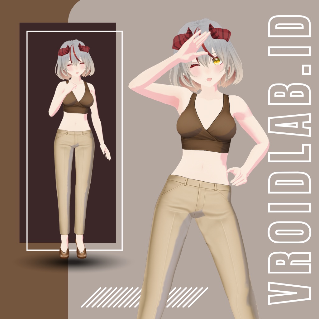 Casual Crop Top Outfit / カジュアルクロップトップコーデ | VRoid Studio Outfit | Anime Style | Virtual Fashion