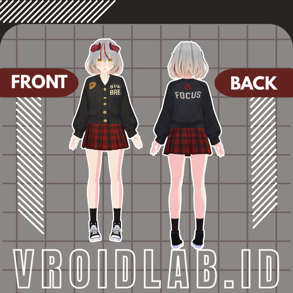 Crimson Academy Outfit クリムゾンアカデミー | School Uniform Style | VRoid Studio Outfit | Anime Style | Virtual Fashion
