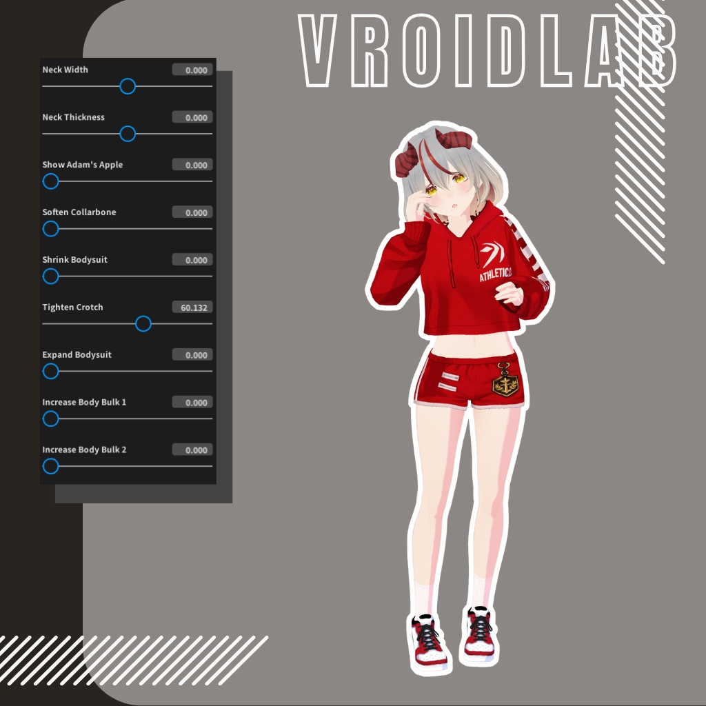 Sporty Red Hoodie スポーツフーディー | Athletic Shorts Outfit | VRoid Studio Outfit | Anime Style | Virtual Fashion
