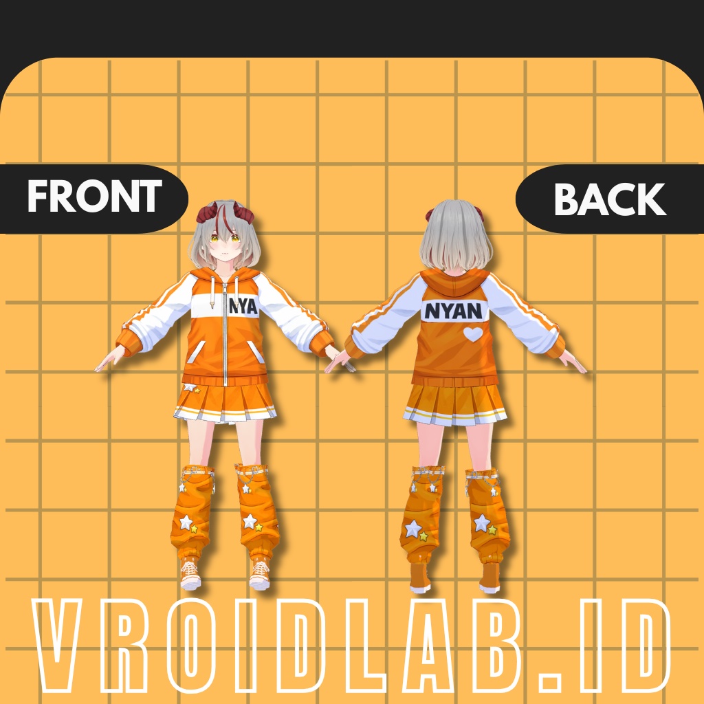 🧡 Orange Sport Casual Outfit | VRoid Studio Custom Item