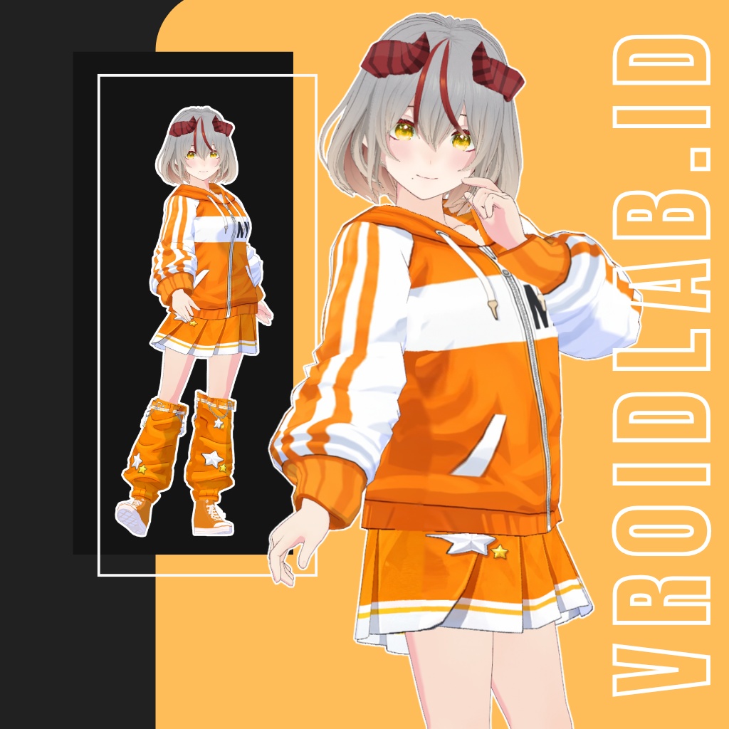 🧡 Orange Sport Casual Outfit | VRoid Studio Custom Item