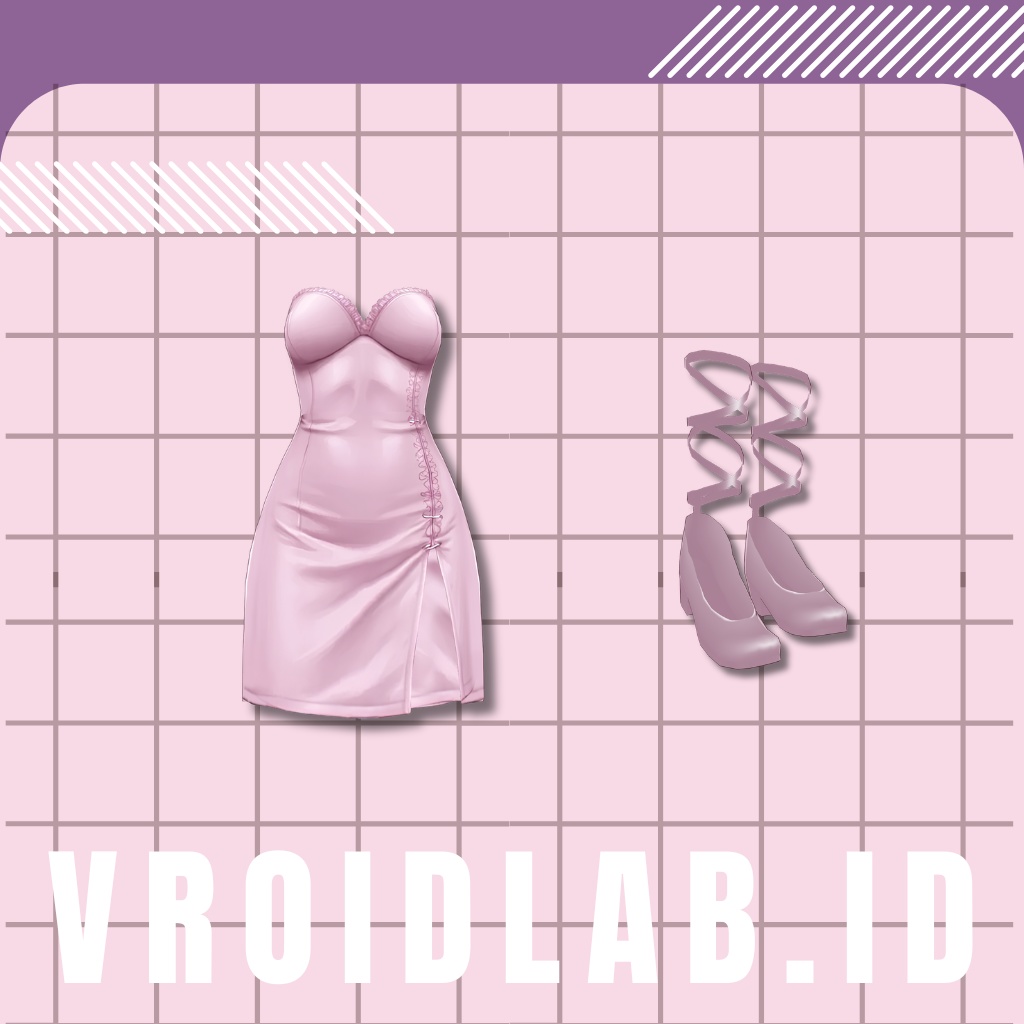 Pink Satin Mini Dress Outfit / ピンクサテンミニドレスコーデ | VRoid Studio Outfit | Anime Style | Virtual Fashion