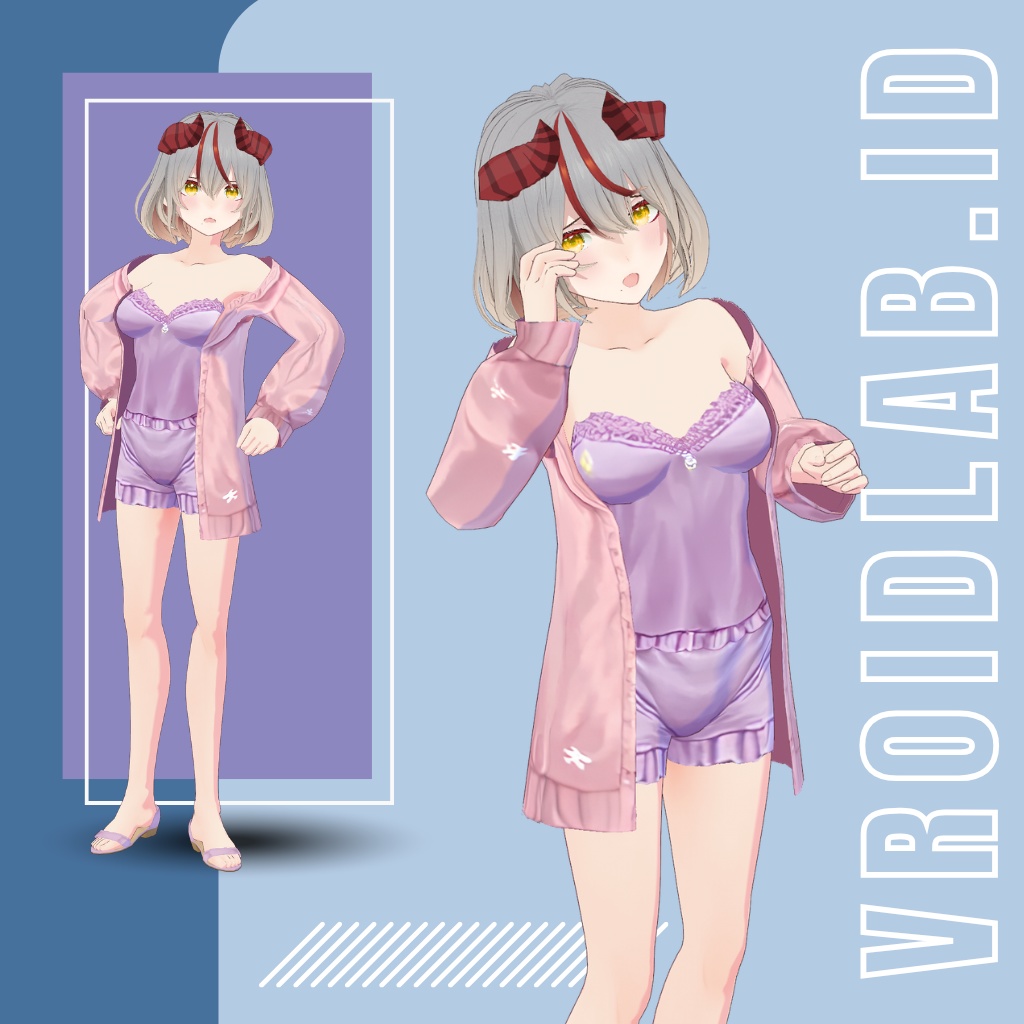 Cute Pajama Cardigan Outfit / キュートパジャマカーディガンコーデ | VRoid Studio Outfit | Anime Style | Virtual Fashion