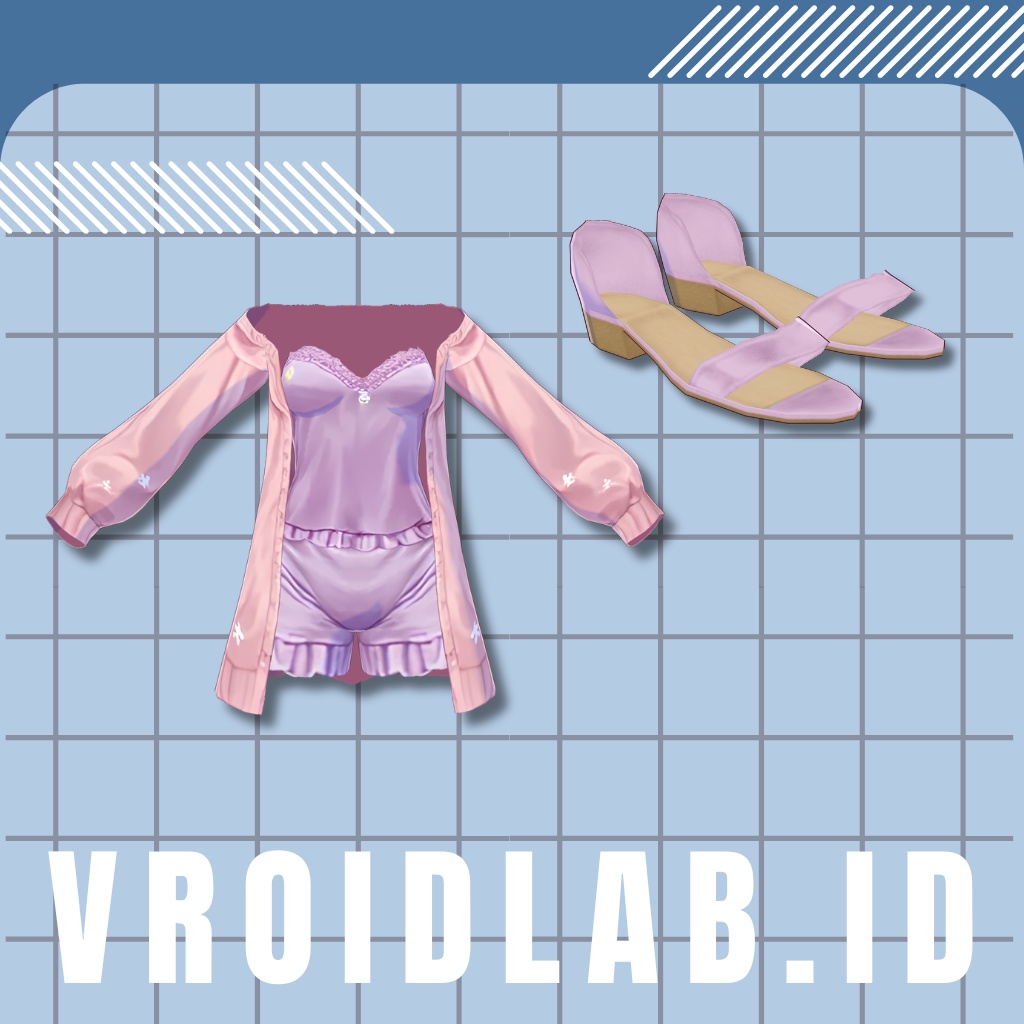 Cute Pajama Cardigan Outfit / キュートパジャマカーディガンコーデ | VRoid Studio Outfit | Anime Style | Virtual Fashion