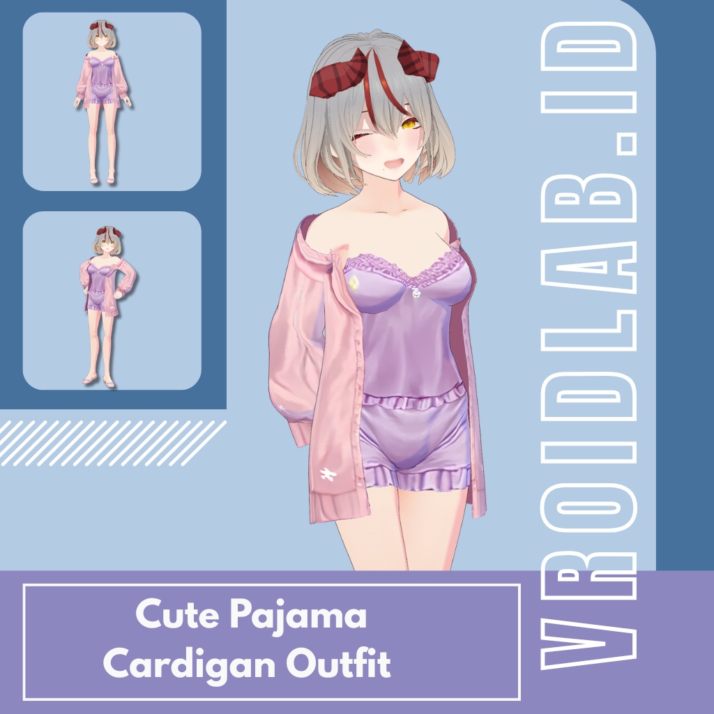 Cute Pajama Cardigan Outfit / キュートパジャマカーディガンコーデ | VRoid Studio Outfit | Anime Style | Virtual Fashion