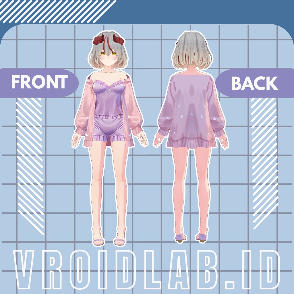 Cute Pajama Cardigan Outfit / キュートパジャマカーディガンコーデ | VRoid Studio Outfit | Anime Style | Virtual Fashion