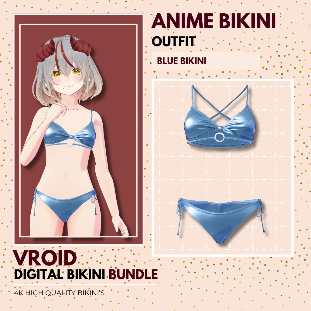 4 SET BIKINI OUTFIT | Vroid Set Outfit| Bikini Outfit|Customitem| VRoid Studio Outfit | Anime Style | Virtual Fashion