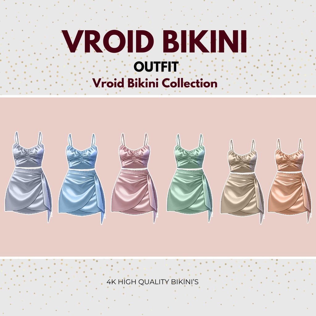 シルクサマーコレクション Silk Summer Collection| 6 Set Outfit| Swimsuit Outfit| Bikini Outfit| VRoid Studio Outfit | Customitem| Anime Style | Virtual Fashion