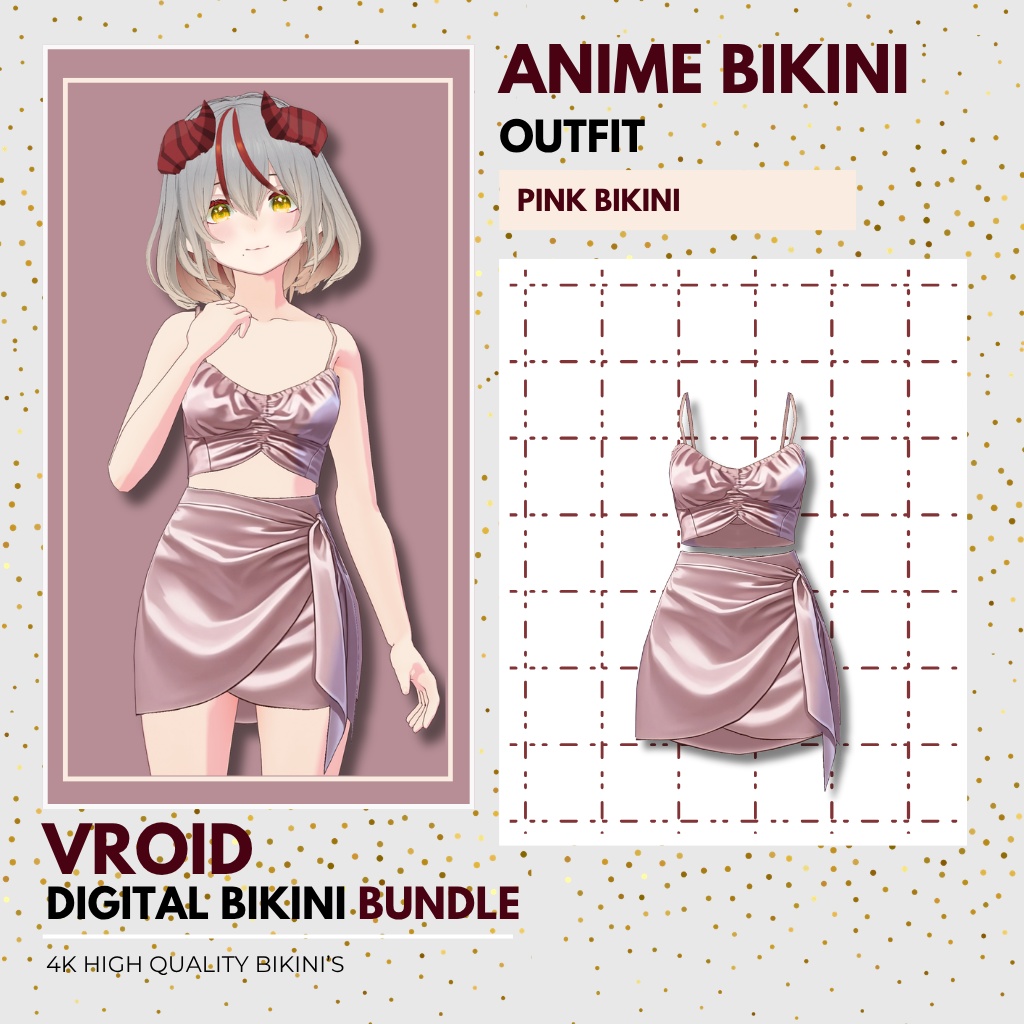 シルクサマーコレクション Silk Summer Collection| 6 Set Outfit| Swimsuit Outfit| Bikini Outfit| VRoid Studio Outfit | Customitem| Anime Style | Virtual Fashion