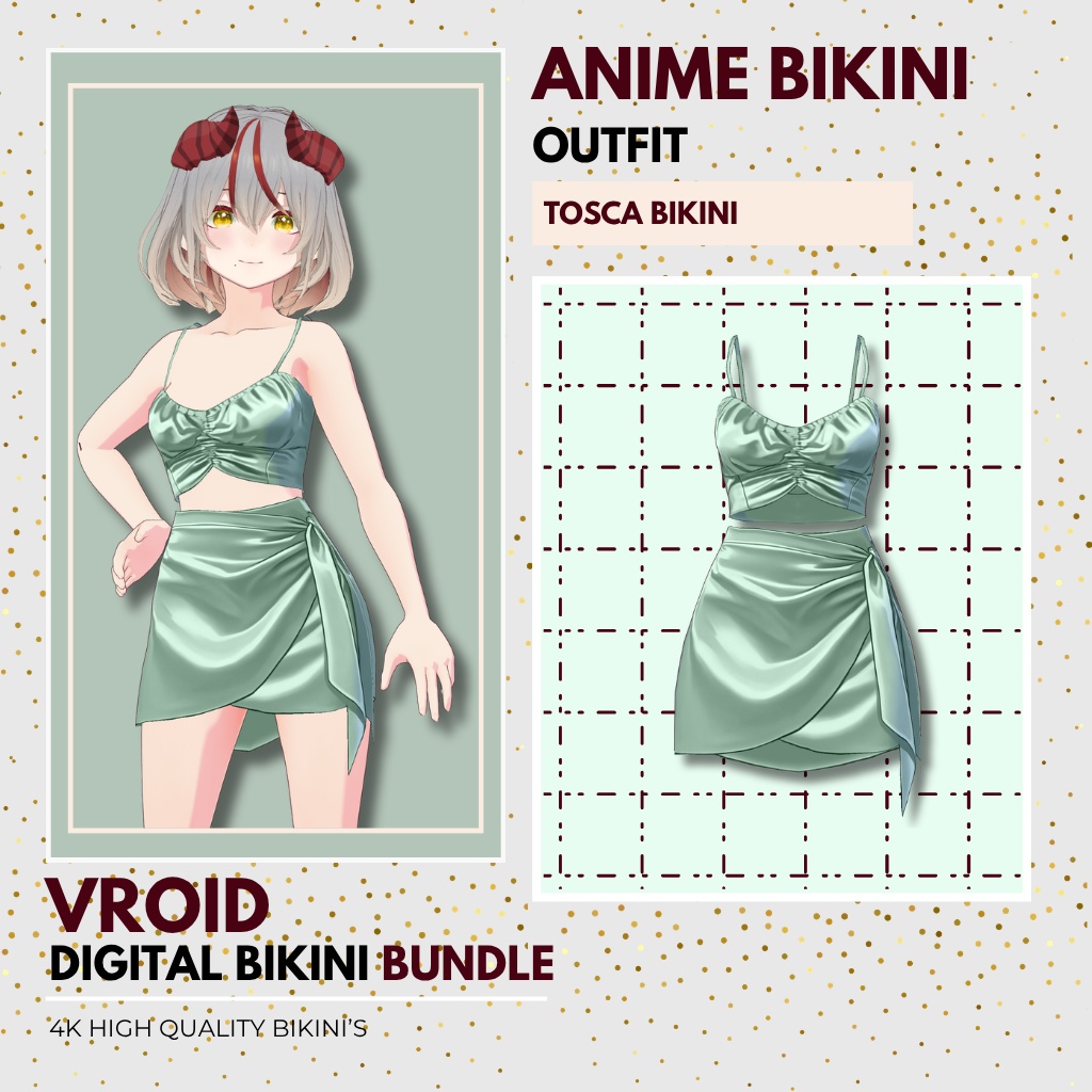 シルクサマーコレクション Silk Summer Collection| 6 Set Outfit| Swimsuit Outfit| Bikini Outfit| VRoid Studio Outfit | Customitem| Anime Style | Virtual Fashion