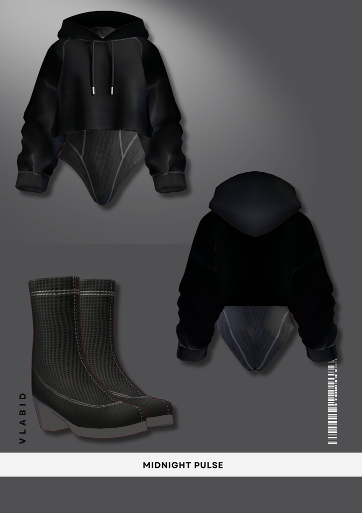ミッドナイトパルス Midnight Pulse|Sport Outfit|Gothic Outfit|Edgy Outfit| Streetware Outfit| Casual Outfit| VRoid Studio Outfit | Customitem| Vtuber Outfit | Virtual Fashion| Virtual Youtuber