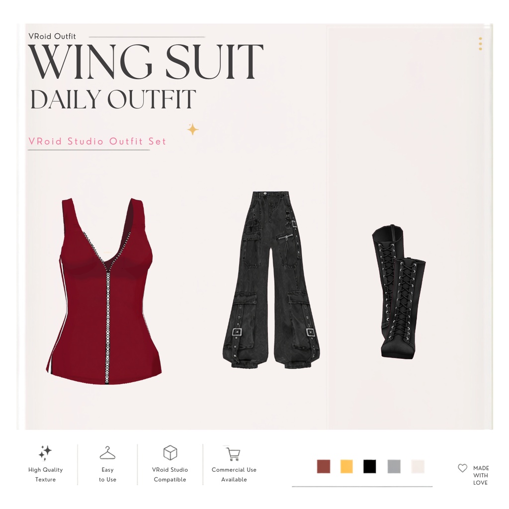 Wing Suit Daily Outfit – VRoid Studio向けストリートファッション衣装セット