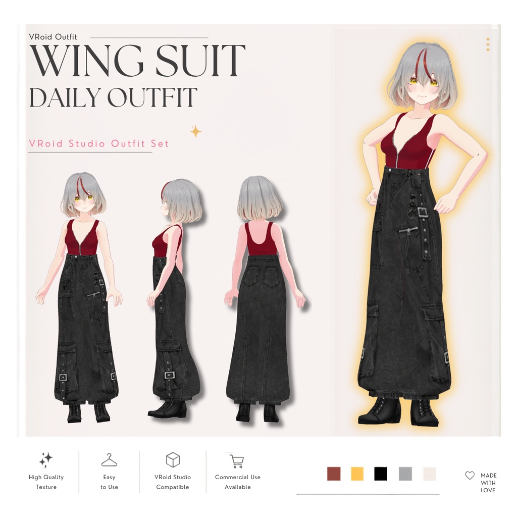 Wing Suit Daily Outfit – VRoid Studio向けストリートファッション衣装セット