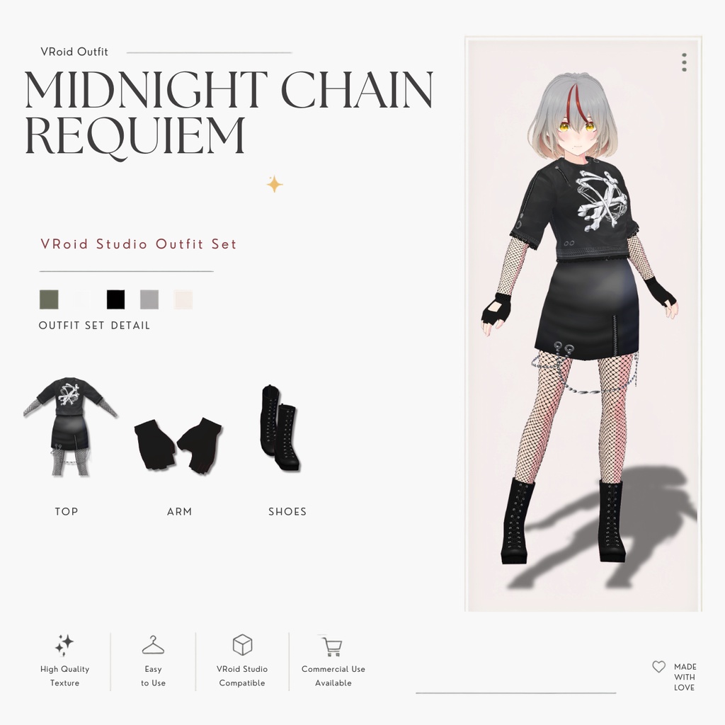 Midnight Chain Requiem – VRoid Studio向けダークストリートファッションセット