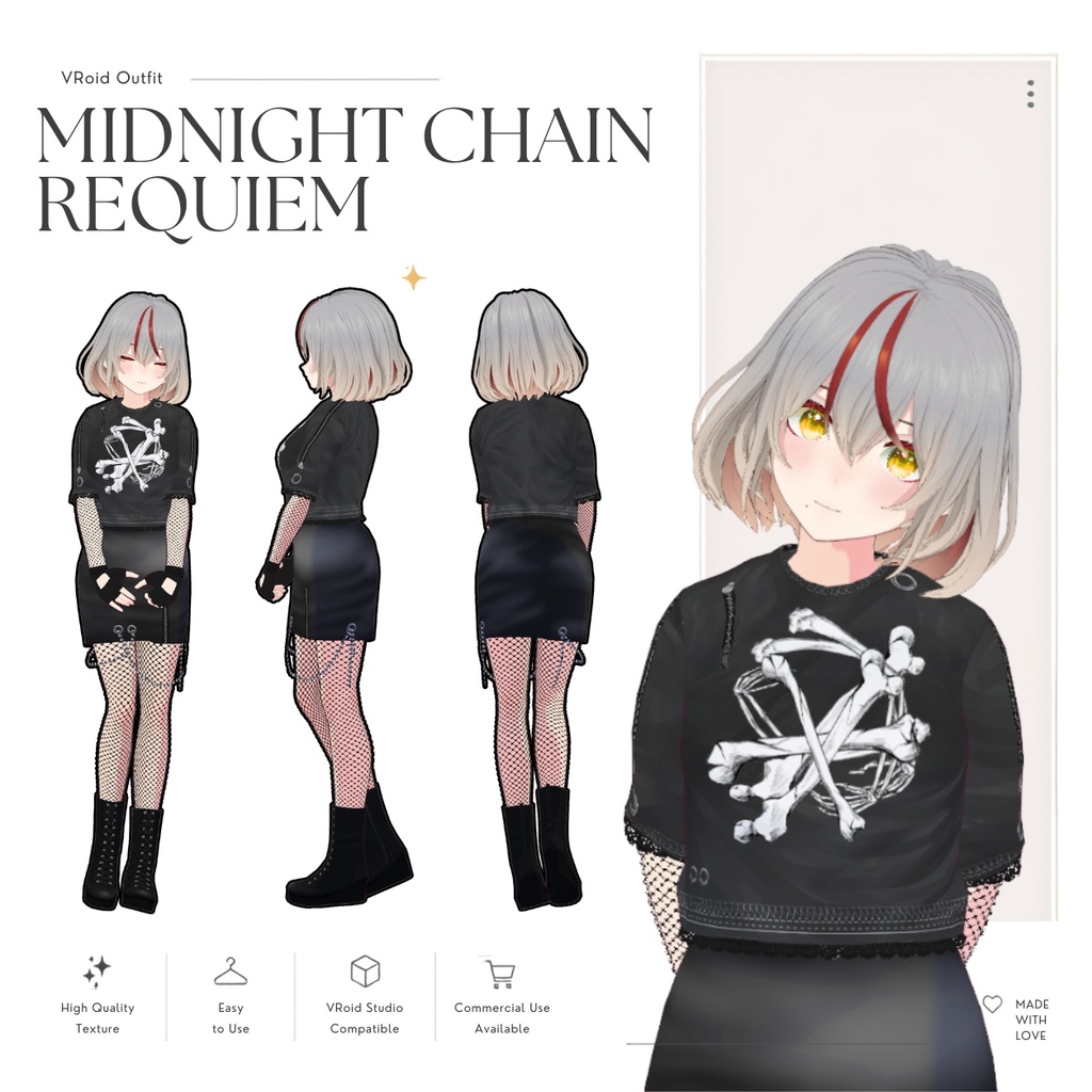 Midnight Chain Requiem – VRoid Studio向けダークストリートファッションセット
