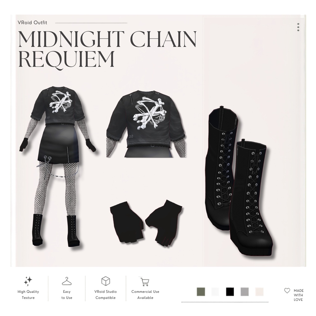 Midnight Chain Requiem – VRoid Studio向けダークストリートファッションセット