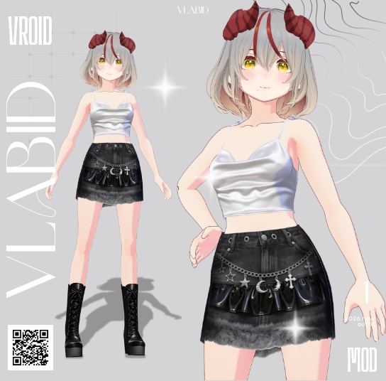 【VRoid正式版】Moonlight Charm Outfit|Daily Set VRoid Studio Outfit | Customitem| Edgy Outfit| Chic Set Outfit|Vtuber Outfit | Virtual Fashion| Virtual Youtuber| Monocrome Outfit