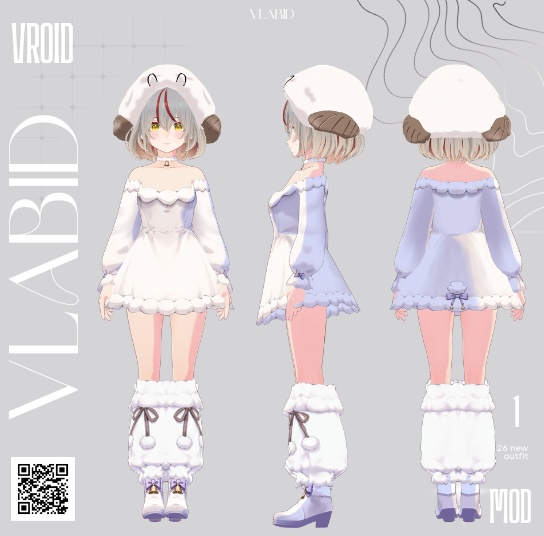 【VRoid正式版】Snowy Lamb Set|Daily Set VRoid Studio Outfit | Customitem| Edgy Outfit| Chic Set Outfit|Vtuber Outfit | Virtual Fashion| Virtual Youtuber| Cute Outfit