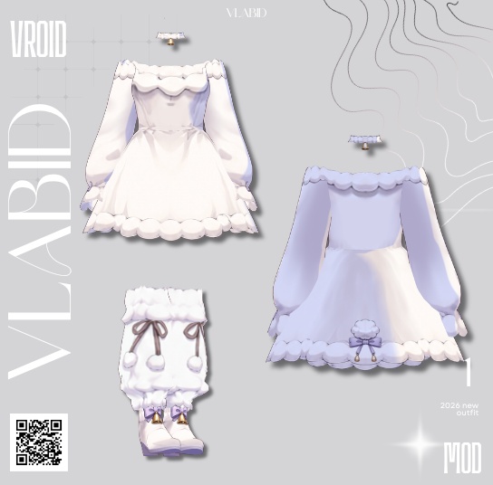 【VRoid正式版】Snowy Lamb Set|Daily Set VRoid Studio Outfit | Customitem| Edgy Outfit| Chic Set Outfit|Vtuber Outfit | Virtual Fashion| Virtual Youtuber| Cute Outfit
