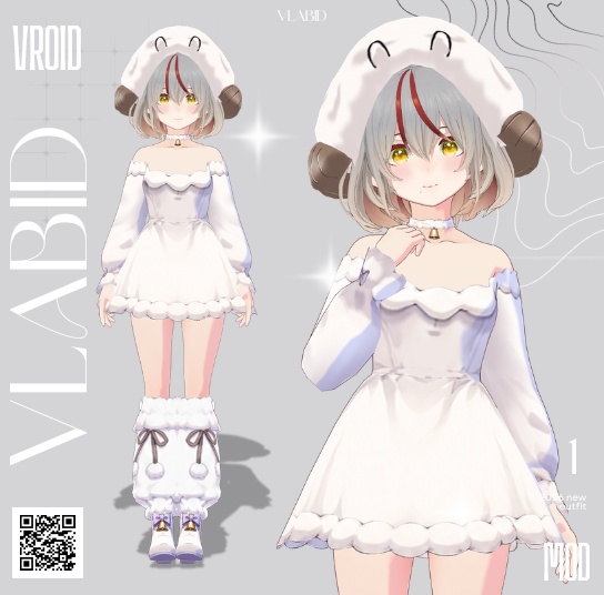 【VRoid正式版】Snowy Lamb Set|Daily Set VRoid Studio Outfit | Customitem| Edgy Outfit| Chic Set Outfit|Vtuber Outfit | Virtual Fashion| Virtual Youtuber| Cute Outfit