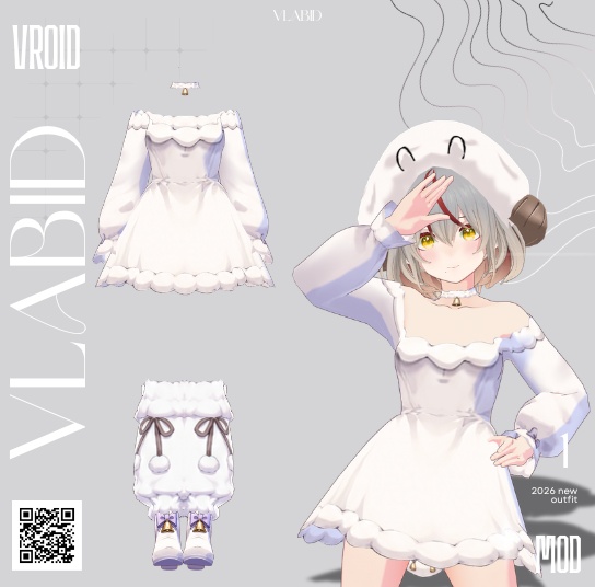 【VRoid正式版】Snowy Lamb Set|Daily Set VRoid Studio Outfit | Customitem| Edgy Outfit| Chic Set Outfit|Vtuber Outfit | Virtual Fashion| Virtual Youtuber| Cute Outfit