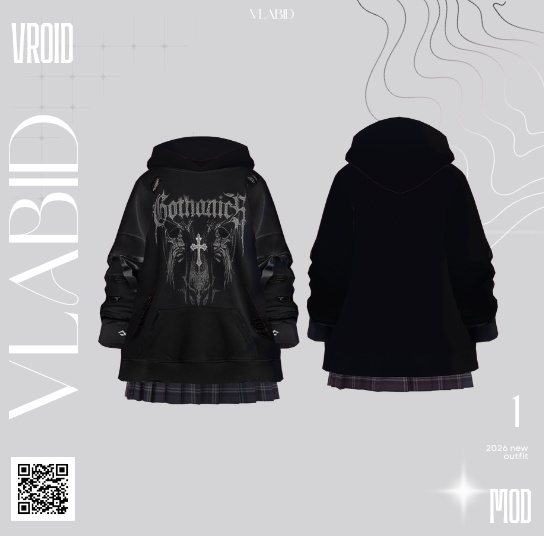 【VRoid正式版】Midnight Grunge Set|Gothic Set VRoid Studio Outfit | Customitem| Edgy Outfit| Chic Set Outfit|Vtuber Outfit | Virtual Fashion| Virtual Youtuber| Punk Outfit