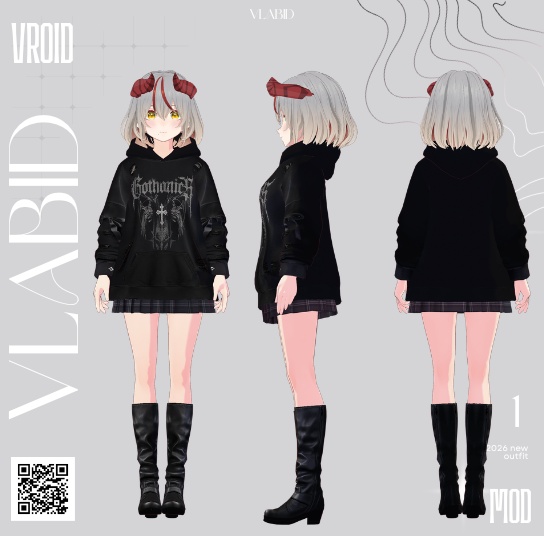 【VRoid正式版】Midnight Grunge Set|Gothic Set VRoid Studio Outfit | Customitem| Edgy Outfit| Chic Set Outfit|Vtuber Outfit | Virtual Fashion| Virtual Youtuber| Punk Outfit