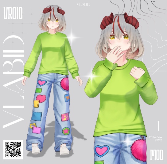【VRoid正式版】Candy Patch Set|【VRoid Outfit Casual Texture】