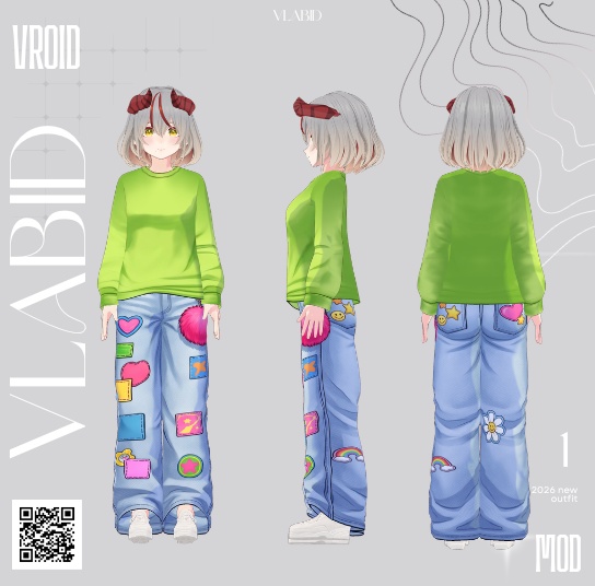 【VRoid正式版】Candy Patch Set|【VRoid Outfit Casual Texture】
