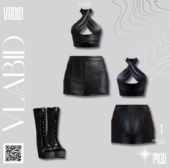 【VRoid正式版】Midnight Luxe Set| 【Customitem Outfit】 【Edgy Texture】