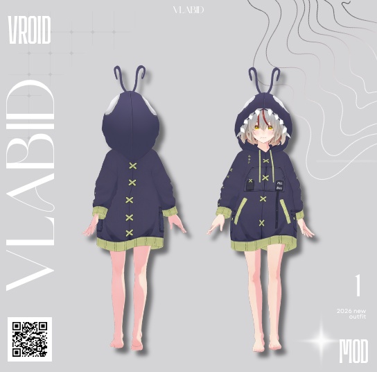 Pull Bug Hoodie Outfit | VRoid Studio カスタムアイテム