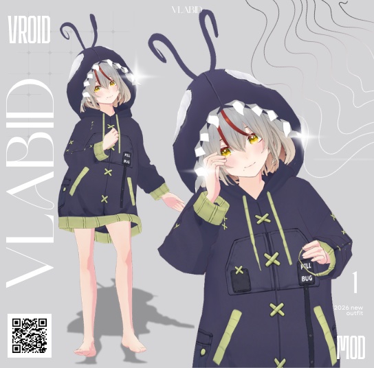 Pull Bug Hoodie Outfit | VRoid Studio カスタムアイテム