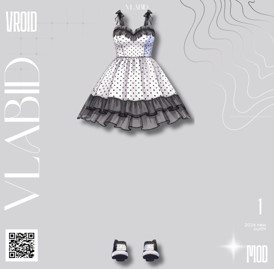 【VRoid正式版】Polka Charm Set【Customitem Outfit】 【Polka Dress】