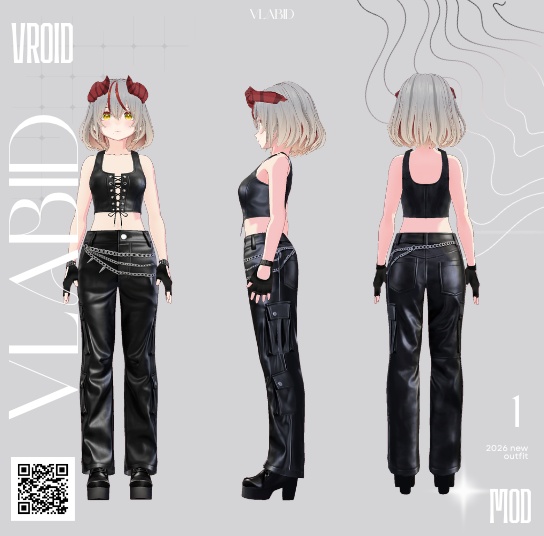 【Black Leather Streetwear】 Vroid Outfit Texture Customitem