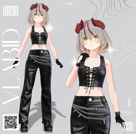 【Black Leather Streetwear】 Vroid Outfit Texture Customitem
