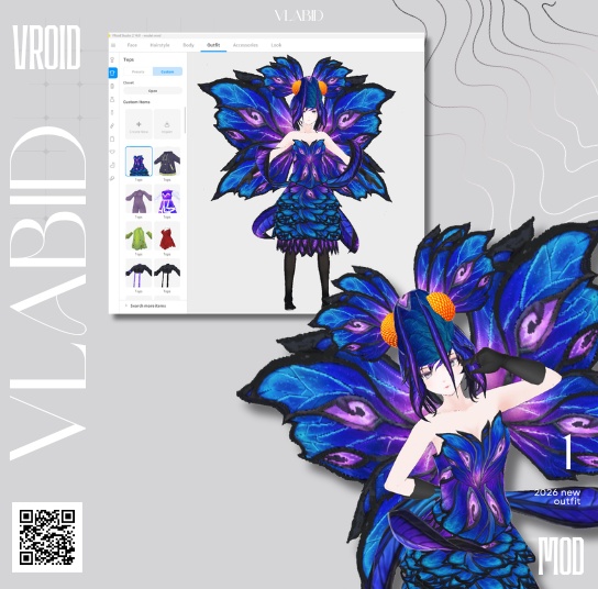 幻蝶の瞳 - Butterfly Moth VRoid Base Set | VRoid Studio用カスタムアイテム
