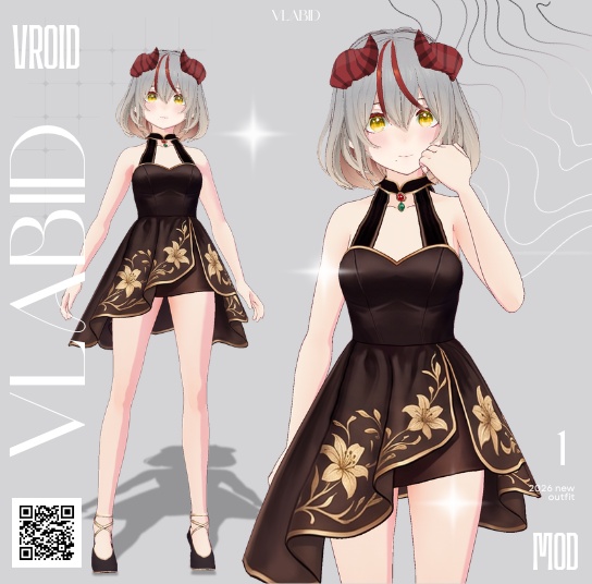 【VRoid正式版】Golden Blossom Set 【VRoid Outfit, Texture, Customitem】