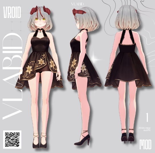 【VRoid正式版】Golden Blossom Set 【VRoid Outfit, Texture, Customitem】