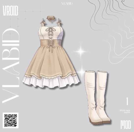【VRoid正式版】Ivory Lace Set【Vroid Texture】 【Customitem】
